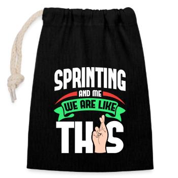 Sprinting Me Are Like - Closable cotton gift bag (14x20cm) - black - Front