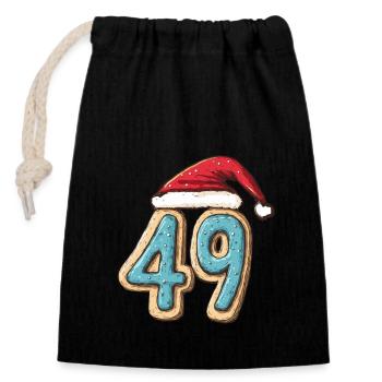 49 Number Christmas Biscuit - Closable cotton gift bag (14x20cm) - black - Front
