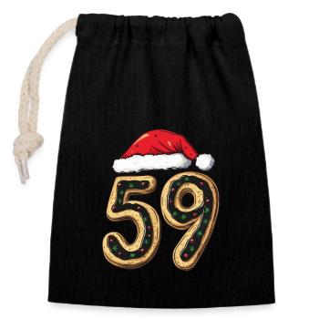 59 Number Christmas Cookie - Closable cotton gift bag (14x20cm) - black - Front