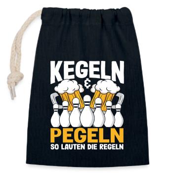 Bowling and leveling: these are the rules - Closable cotton gift bag (14x20cm) - navy - Front