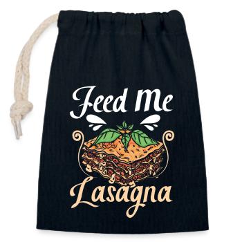 Feed me Lasagna - Closable cotton gift bag (14x20cm) - navy - Front