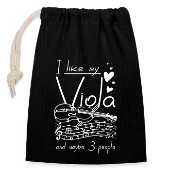 I like my viola and maybe 3 people - Verschließbarer Geschenkbeutel aus Baumwolle (14x20cm) - Schwarz - Vorne