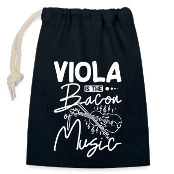 Viola is the bacon of music - Closable cotton gift bag (14x20cm) - navy - Front