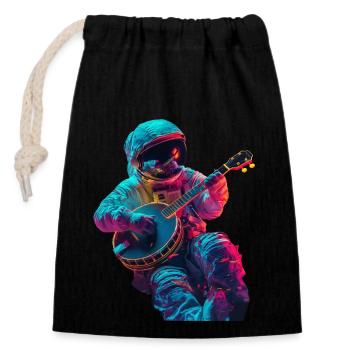 Astronaut Banjo - Closable cotton gift bag (14x20cm) - black - Front