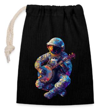 Astronaut Banjo - Closable cotton gift bag (14x20cm) - black - Front