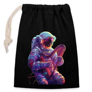 Astronaut Harp - Closable cotton gift bag (14x20cm) - black - Front