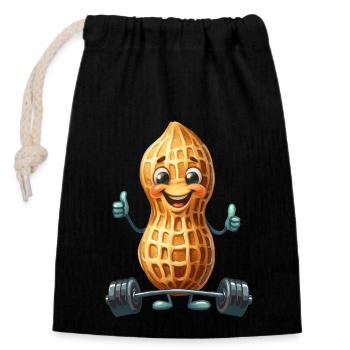 Peanut Bodybuilder Pouces vers le haut GYM Bodybuilder - Sac cadeau en coton avec cordon (14 x 20 cm) - noir - Devant