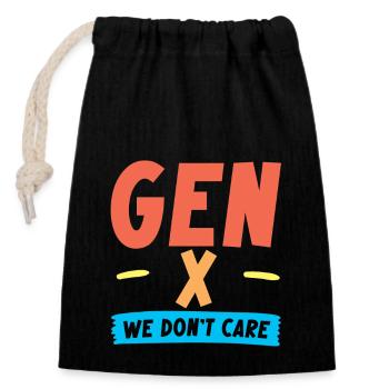 Gen X We Don't Care - Verschließbarer Geschenkbeutel aus Baumwolle (14x20cm) - Schwarz - Vorne