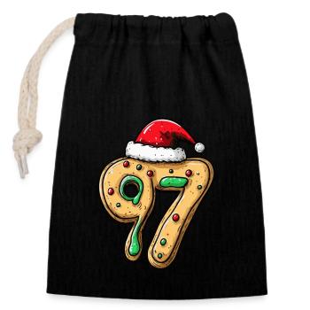 Biscuit de Noël à 97 chiffres - Sac cadeau en coton avec cordon (14 x 20 cm) - noir - Devant