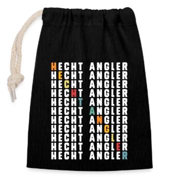 Angeln Hobby HECHT ANGLER Outfit Geburtstag - Verschließbarer Geschenkbeutel aus Baumwolle (14x20cm) - Schwarz - Vorne