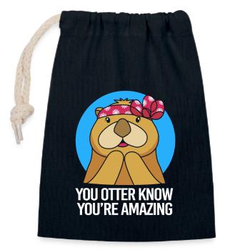 Otter - Closable cotton gift bag (14x20cm) - navy - Front