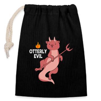 Otter - Closable cotton gift bag (14x20cm) - black - Front