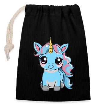 Bébé Licorne Licornes Chevaux Chevaux Enfants Enfant - Sac cadeau en coton avec cordon (14 x 20 cm) - noir - Devant