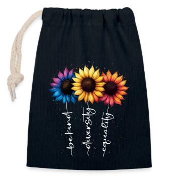 Summer Flowers Inspiration Love LGBTQ Rainbow - Closable cotton gift bag (14x20cm) - navy - Front