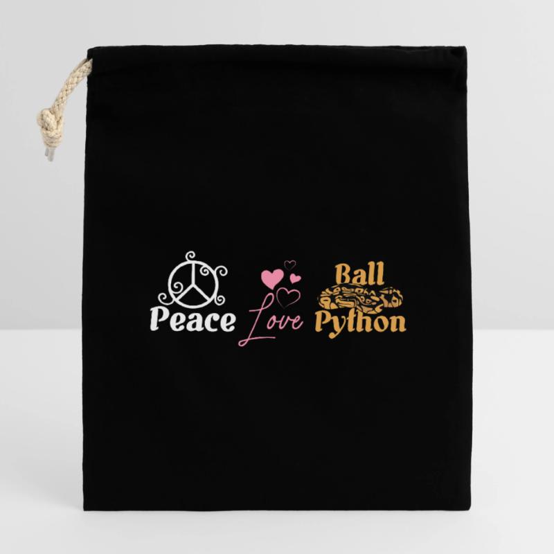 Peace love ball python Closable cotton gift bag (14x20cm)