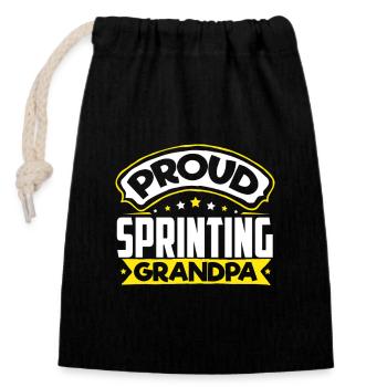 Sports Grandpa Sprinting Grandpa - Closable cotton gift bag (14x20cm) - black - Front