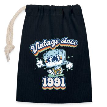 Vintage Depuis 1991 Classique 34ème Anniversaire Rétro - Sac cadeau en coton avec cordon (14 x 20 cm) - bleu marine - Devant