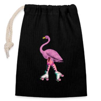 Flamingo-Spaß Flamingo Fun - Sac cadeau en coton avec cordon (14 x 20 cm) - noir - Devant