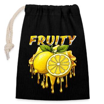 ZITRONE FRUITY - Verschließbarer Geschenkbeutel aus Baumwolle (14x20cm) - Schwarz - Vorne