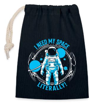 I need my space – literally! - Closable cotton gift bag (14x20cm) - navy - Front