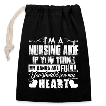 Nursing Aide Nursing Aide Full Heart - Closable cotton gift bag (14x20cm) - black - Front