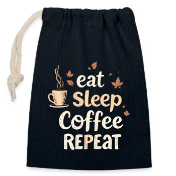 Eat Sleep Coffee Repeat Coffee Funny Coffee - Closable cotton gift bag (14x20cm) - navy - Front