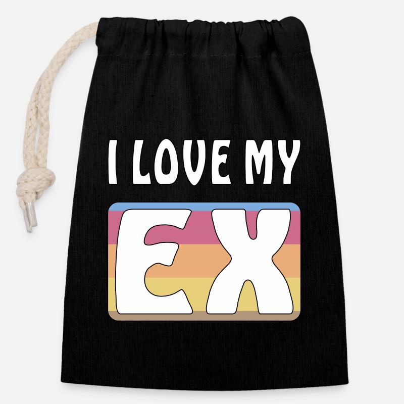 J’AIME MON EX - Sac cadeau en coton avec cordon (14 x 20 cm) - noir