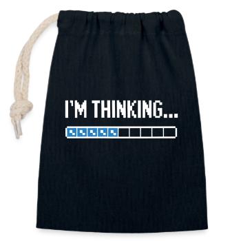 Je me dis s’il vous plaît attendez drôle de nerd chargeant le cerveau - Sac cadeau en coton avec cordon (14 x 20 cm) - bleu marine - Devant