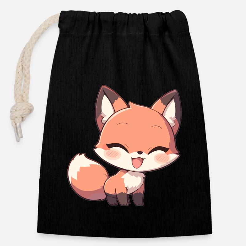 Renards Renard - Sac cadeau en coton avec cordon (14 x 20 cm) - noir