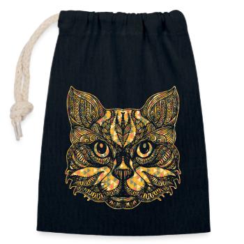 Cat Face Geometric - Closable cotton gift bag (14x20cm) - navy - Front