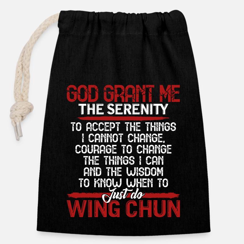 Wing Chun Just Do Wing Chun - Closable cotton gift bag (14x20cm) - black