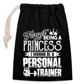 Personal Trainer Wanna Be A Personal Trainer - Closable cotton gift bag (14x20cm) - black - Front