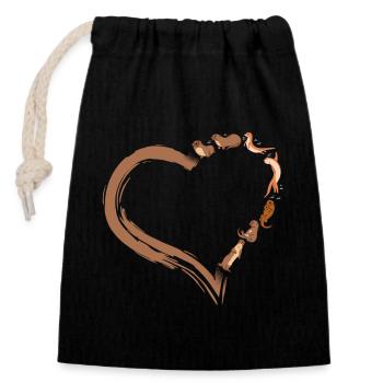 Cœur de loutre - Sac cadeau en coton avec cordon (14 x 20 cm) - noir - Devant