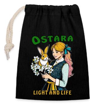 MRS. RABBIT FLOWER OSTARA LIGHT AND LIFE - Closable cotton gift bag (14x20cm) - black - Front