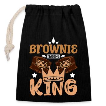 Brownie making king - Verschließbarer Geschenkbeutel aus Baumwolle (14x20cm) - Schwarz - Vorne