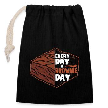 Every day is brownie day - Verschließbarer Geschenkbeutel aus Baumwolle (14x20cm) - Schwarz - Vorne