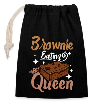 Brownie eating Queen - Verschließbarer Geschenkbeutel aus Baumwolle (14x20cm) - Schwarz - Vorne