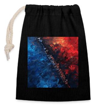 Flûte - Sac cadeau en coton avec cordon (14 x 20 cm) - noir - Devant