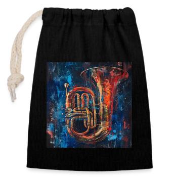 Tuba - Closable cotton gift bag (14x20cm) - black - Front
