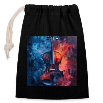 Violon - Sac cadeau en coton avec cordon (14 x 20 cm) - noir - Devant