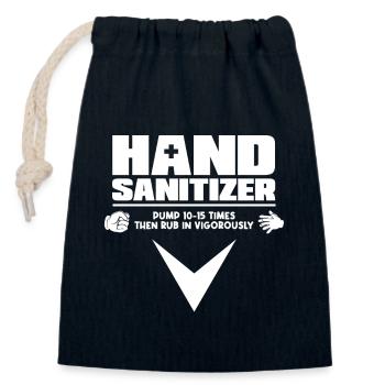 Hand Sanitizer Anleitung Humorvoller Hinweis für - Verschließbarer Geschenkbeutel aus Baumwolle (14x20cm) - Navy - Vorne