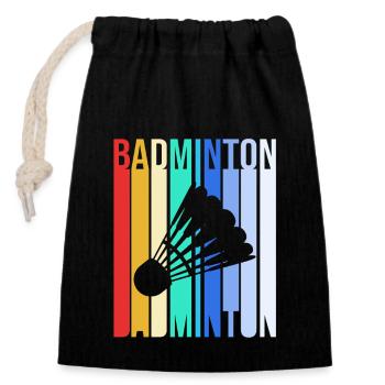 Badminton - Closable cotton gift bag (14x20cm) - black - Front