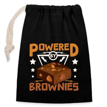 Powered by Brownies - Verschließbarer Geschenkbeutel aus Baumwolle (14x20cm) - Schwarz - Vorne