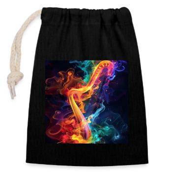 Harp - Closable cotton gift bag (14x20cm) - black - Front