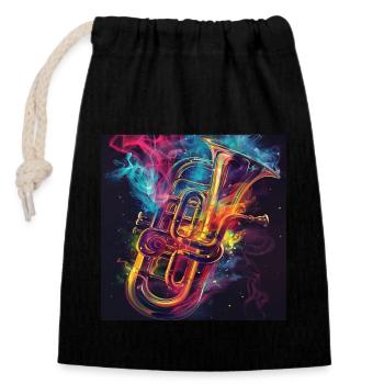 Tuba - Closable cotton gift bag (14x20cm) - black - Front