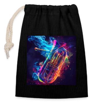 Tuba - Closable cotton gift bag (14x20cm) - black - Front