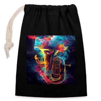 Tuba - Closable cotton gift bag (14x20cm) - black - Front