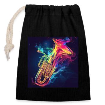 Tuba - Closable cotton gift bag (14x20cm) - black - Front