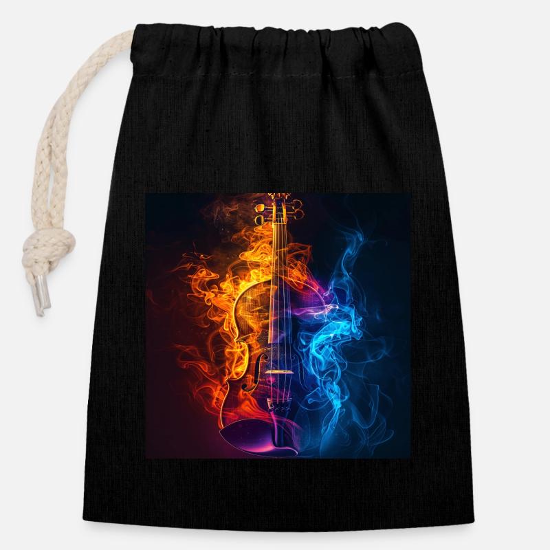 Violin - Closable cotton gift bag (14x20cm) - black