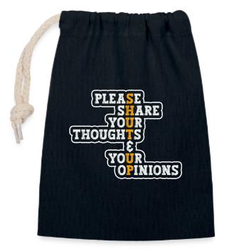 Please share your thoughts and opinions Shut up - Closable cotton gift bag (14x20cm) - navy - Front